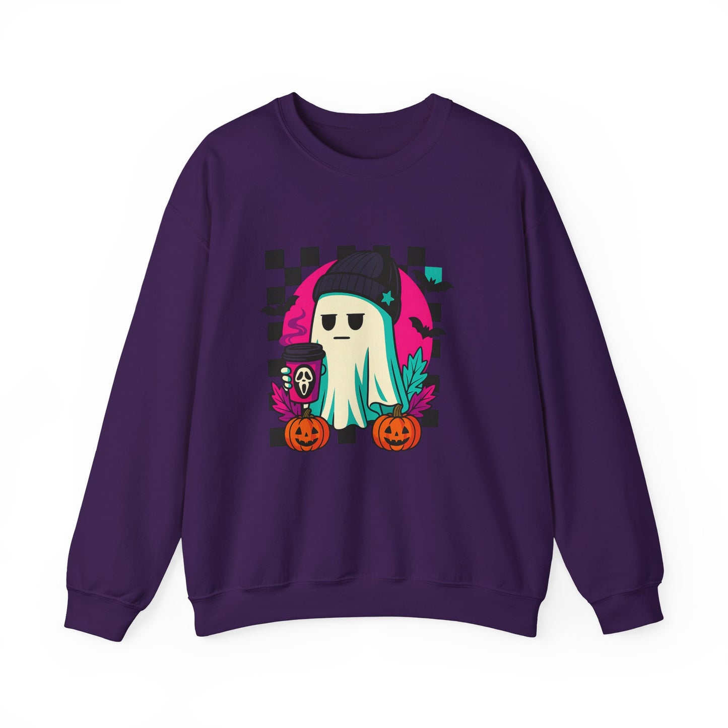 Halloween Ghost Crewneck Sweatshirt, Cozy Fall Layers, Unisex Halloween Apparel, Everyday Comfort, Ghostly Vibes, Seasonal Style