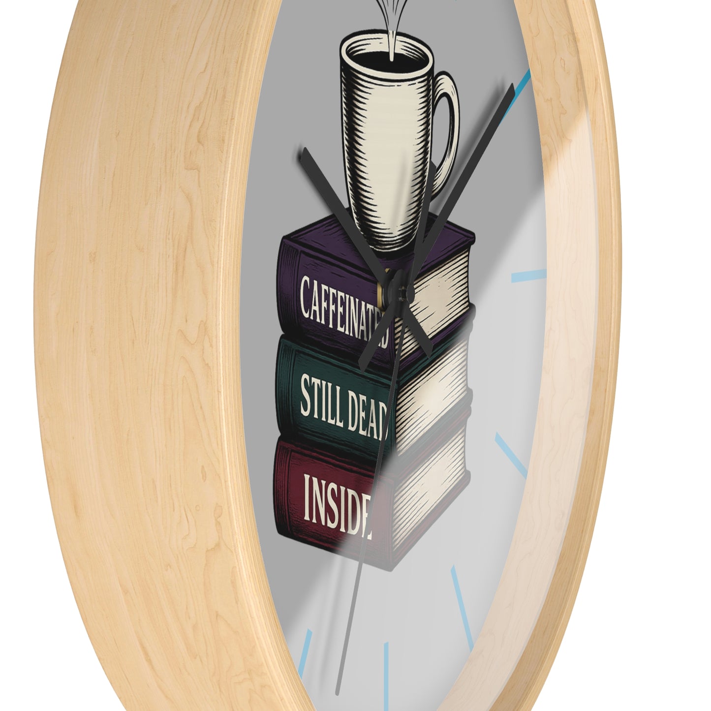 Coffee Lover Wall Clock, Unique Book Decor, Literary Gift for Readers, Caffeine Addict Home Decor, Perfect for Bookworms