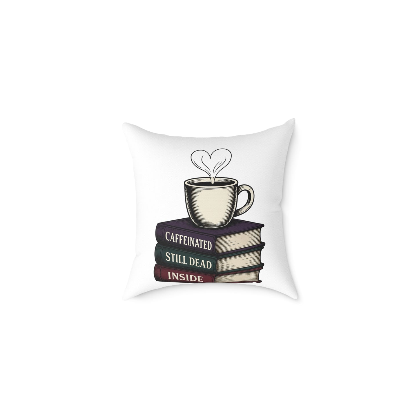 Books and coffee Square Poly Canvas Pillow