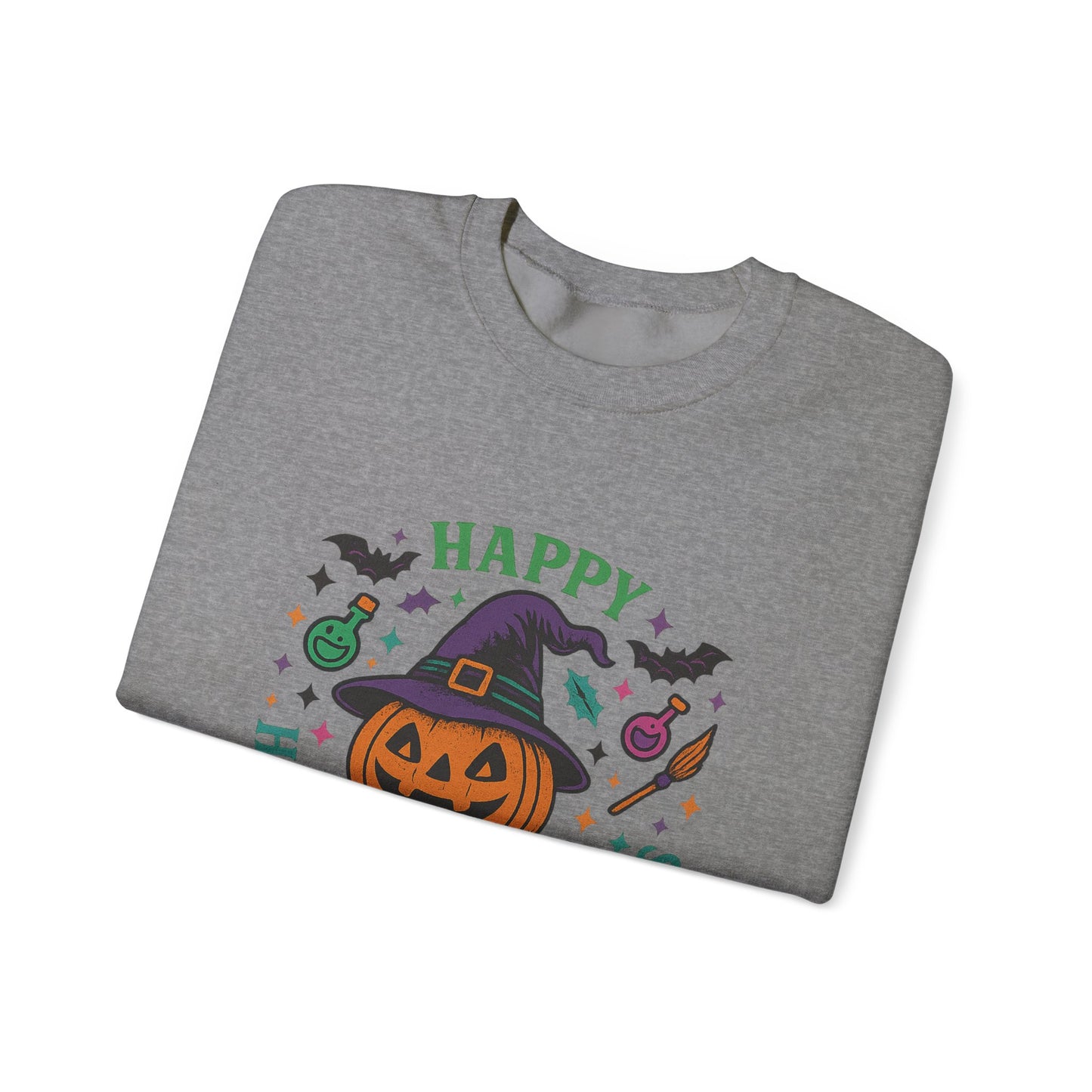Happy Halloween Witches Sweatshirt, Unisex Cozy Crewneck, Spooky Season Apparel, Fall Fashion, Halloween Gift Idea, Pumpkin Design