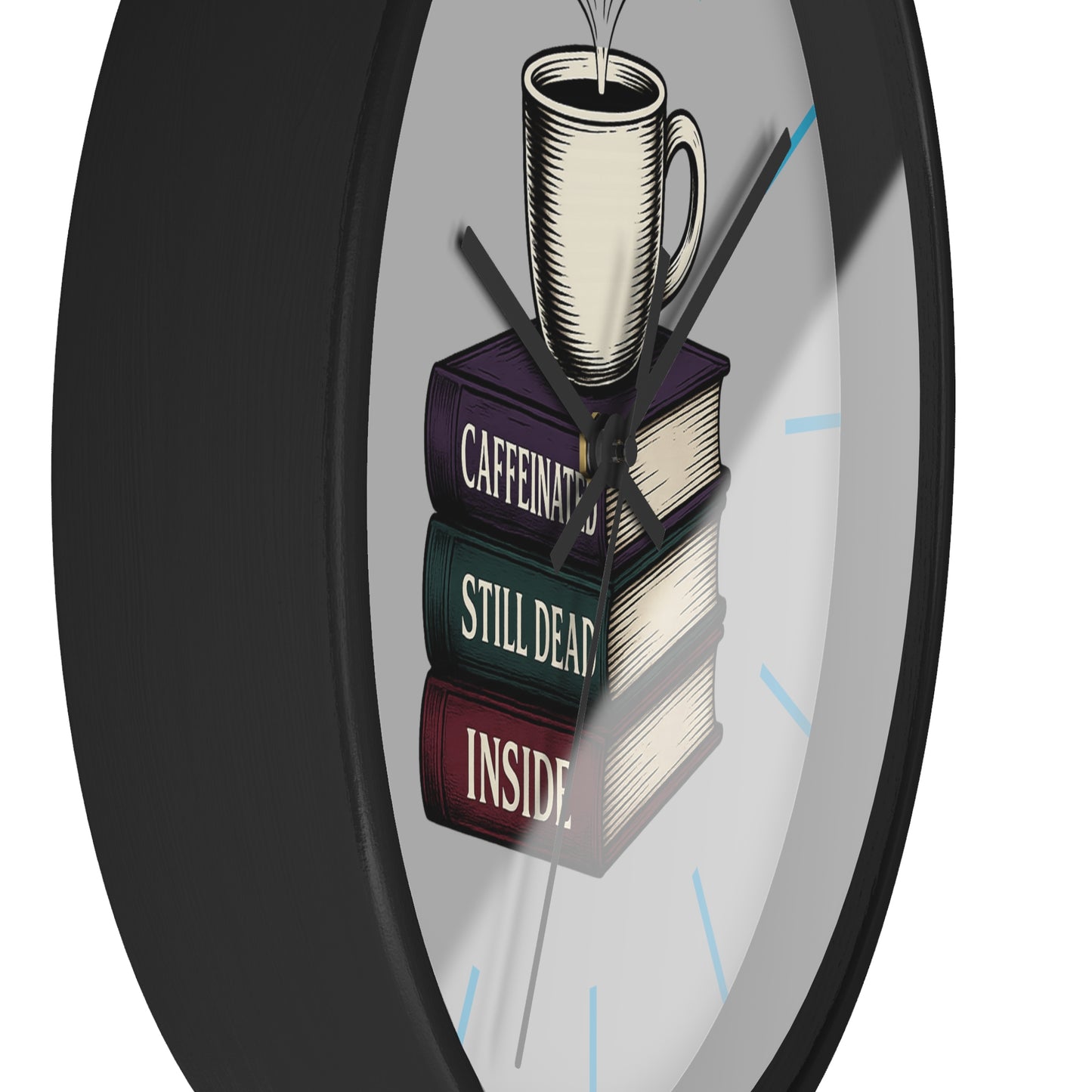 Coffee Lover Wall Clock, Unique Book Decor, Literary Gift for Readers, Caffeine Addict Home Decor, Perfect for Bookworms