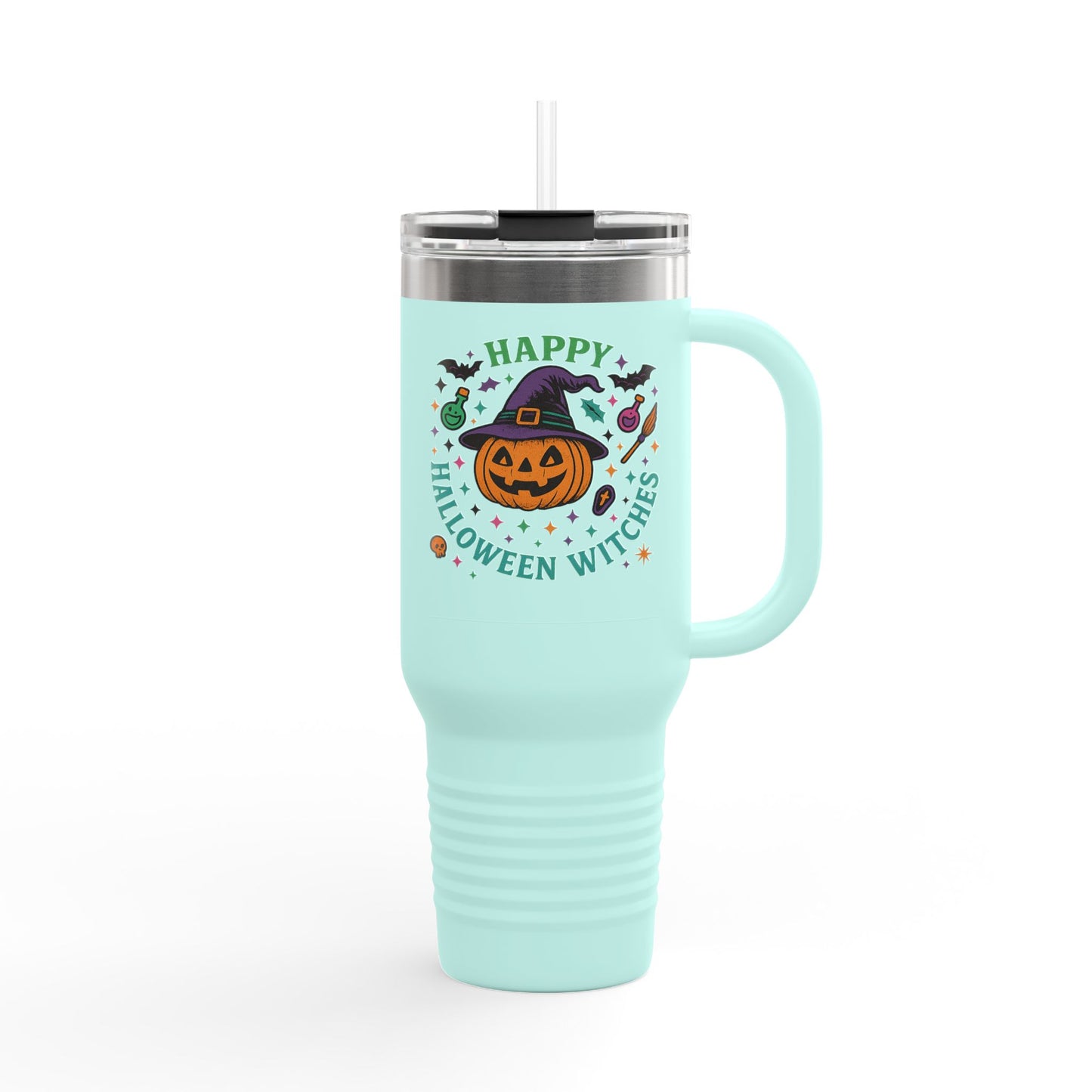 Halloween Insulated Travel Mug, 40oz | Fun Fall Drinkware, Witchy Gift, Spooky Vibes, Pumpkin Design, October Celebration
