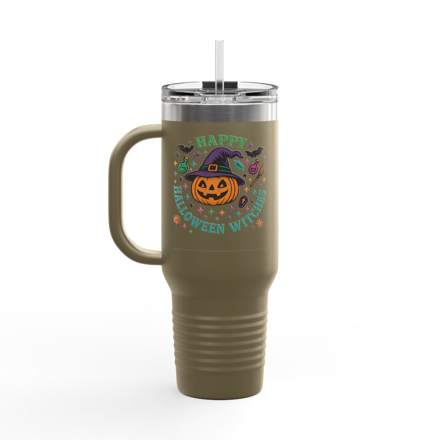 Halloween Insulated Travel Mug, 40oz | Fun Fall Drinkware, Witchy Gift, Spooky Vibes, Pumpkin Design, October Celebration