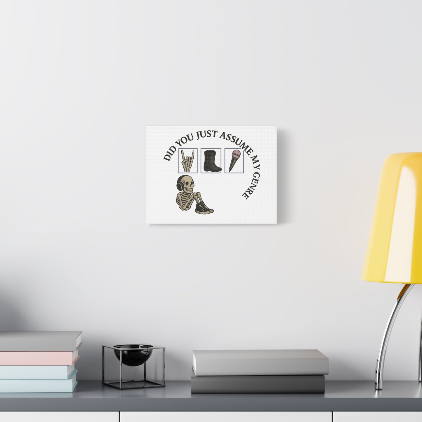 Skeleton Genre Canvas Art, Rock & Roll Decor, Music Lover Wall Art, Skeleton Print, Unique Gift for Music Fans
