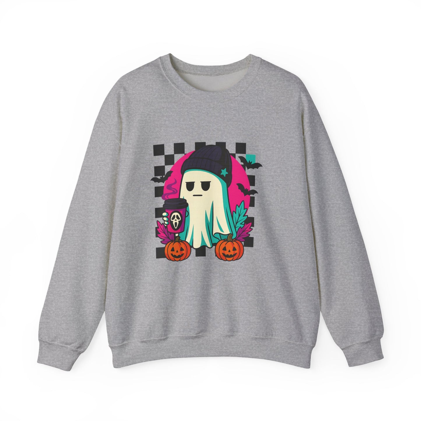 Halloween Ghost Crewneck Sweatshirt, Cozy Fall Layers, Unisex Halloween Apparel, Everyday Comfort, Ghostly Vibes, Seasonal Style