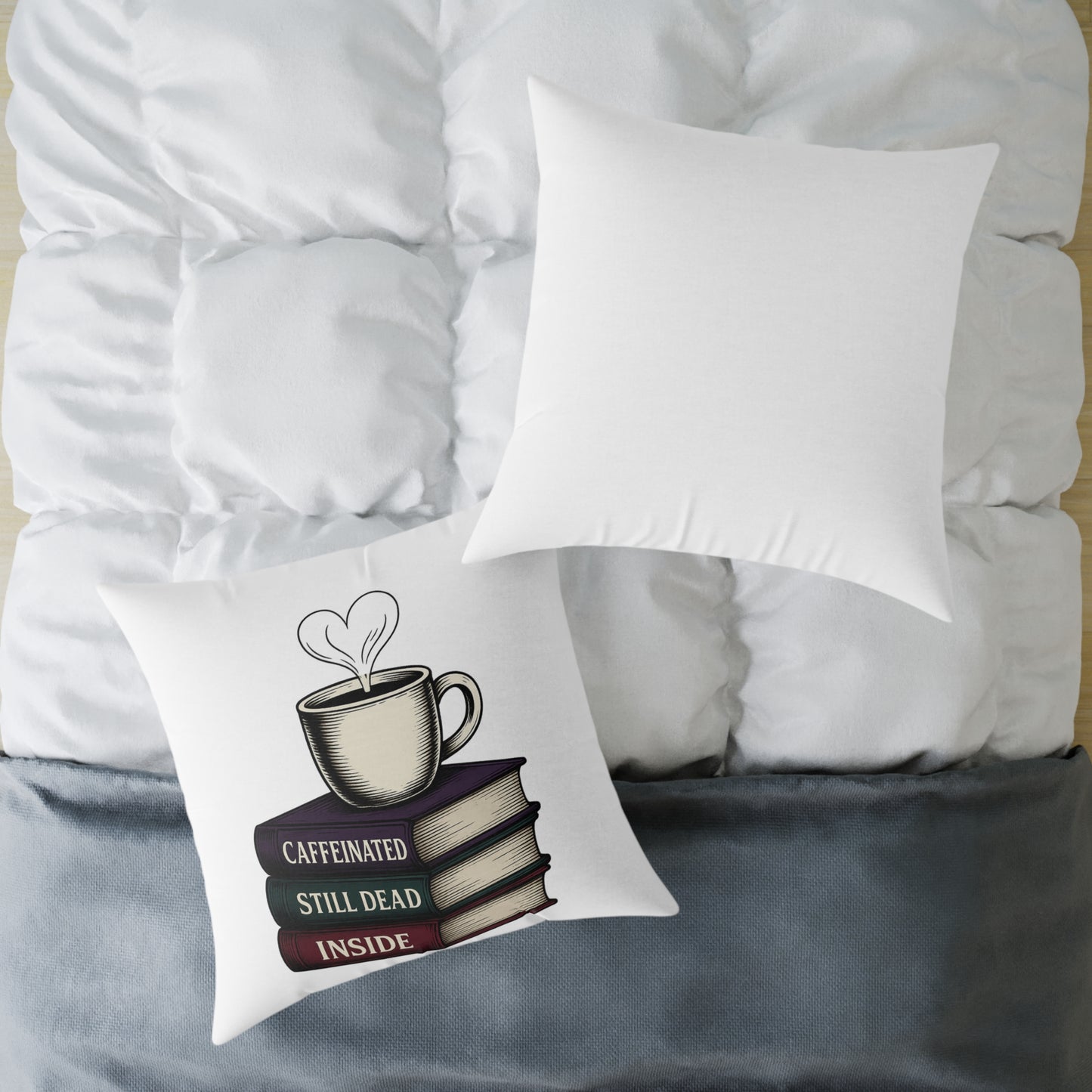 Books and coffee Square Poly Canvas Pillow