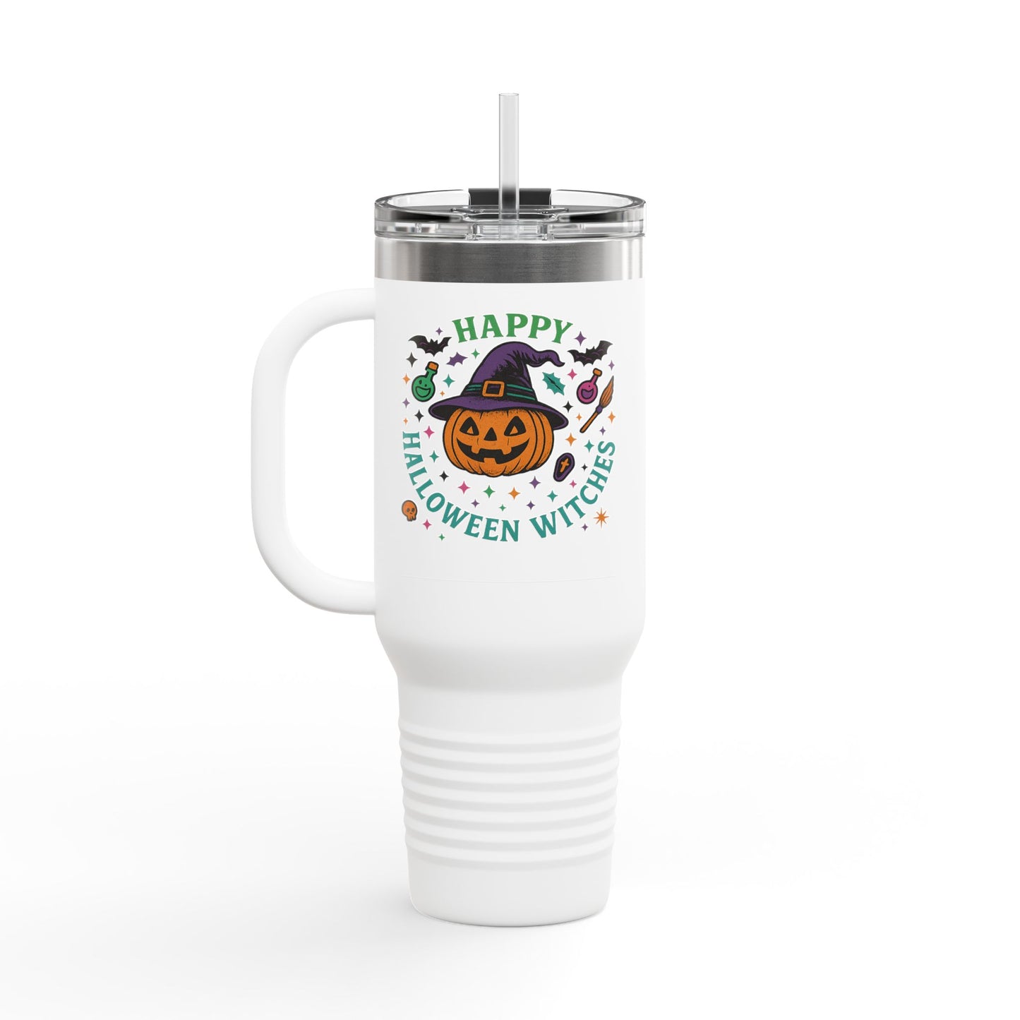 Halloween Insulated Travel Mug, 40oz | Fun Fall Drinkware, Witchy Gift, Spooky Vibes, Pumpkin Design, October Celebration
