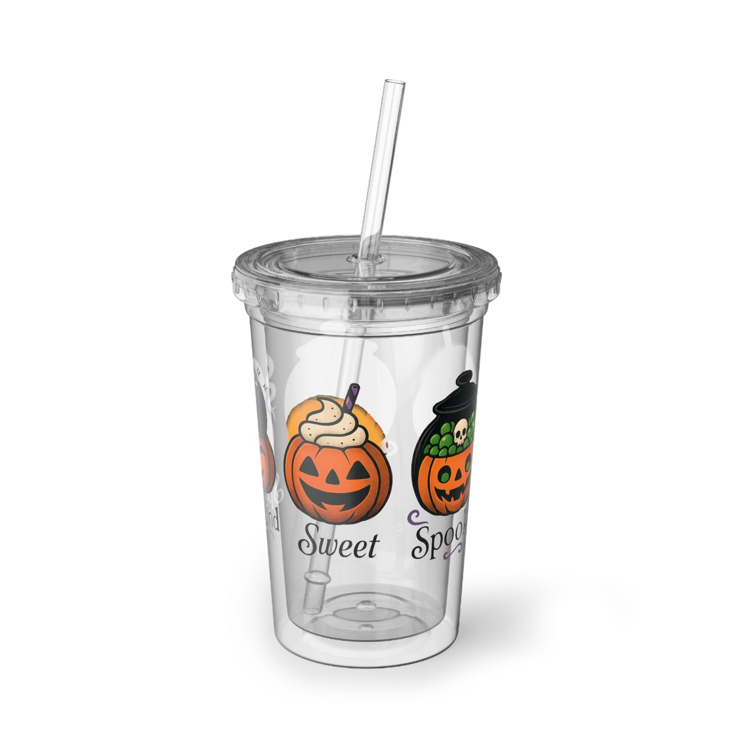 Halloween Acrylic Cup, Trick or Treat Tumbler, Fall Party Drinkware, Cute Pumpkin Decor, Halloween Gifts