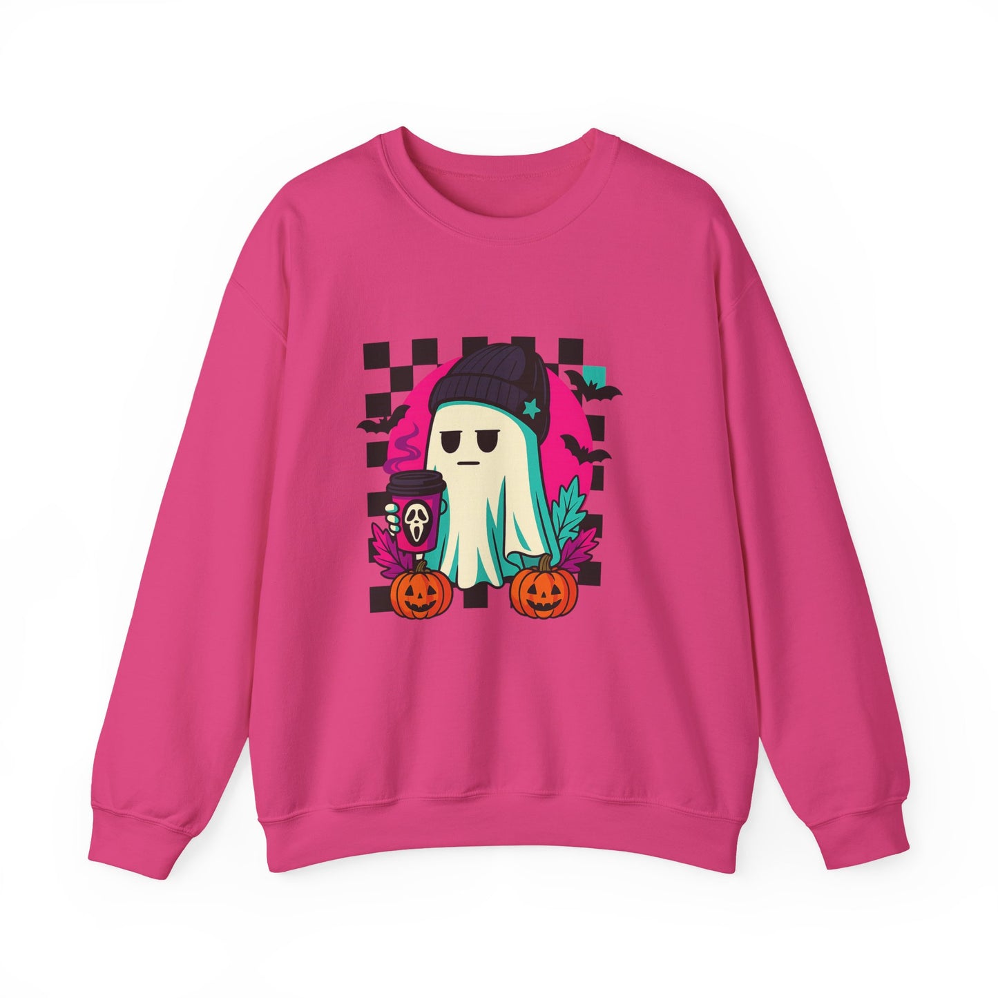 Halloween Ghost Crewneck Sweatshirt, Cozy Fall Layers, Unisex Halloween Apparel, Everyday Comfort, Ghostly Vibes, Seasonal Style