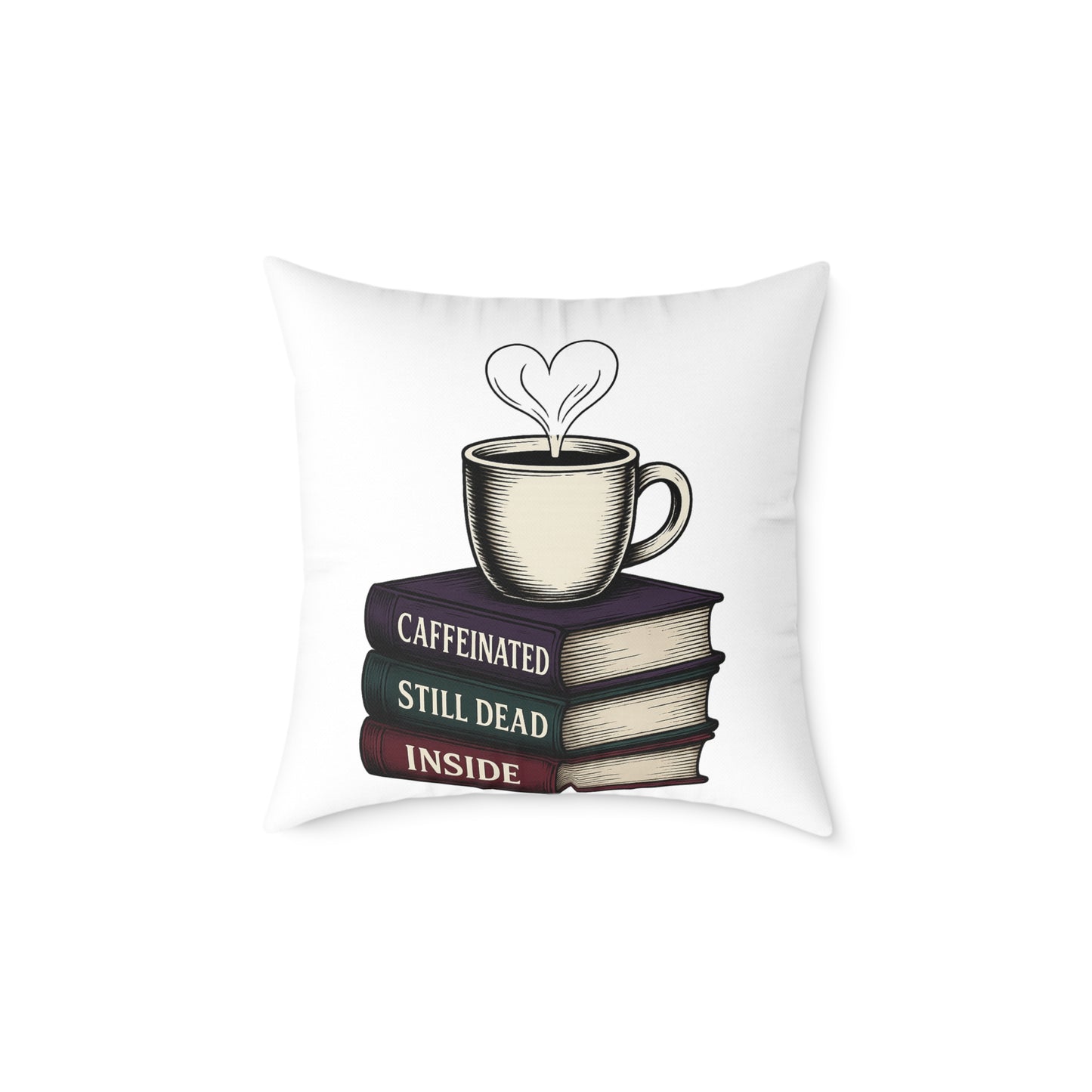 Books and coffee Square Poly Canvas Pillow