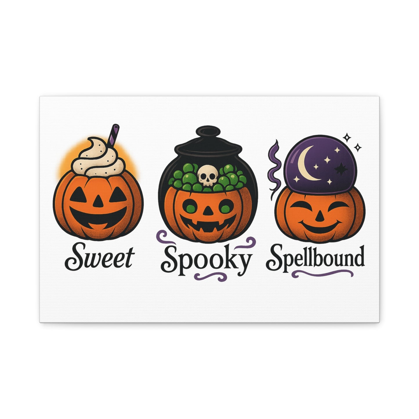 Halloween Themed Canvas Art, Pumpkin Wall Decor, Spooky Home Decoration, Sweet Spooky Spellbound Art Piece, Fall Decor