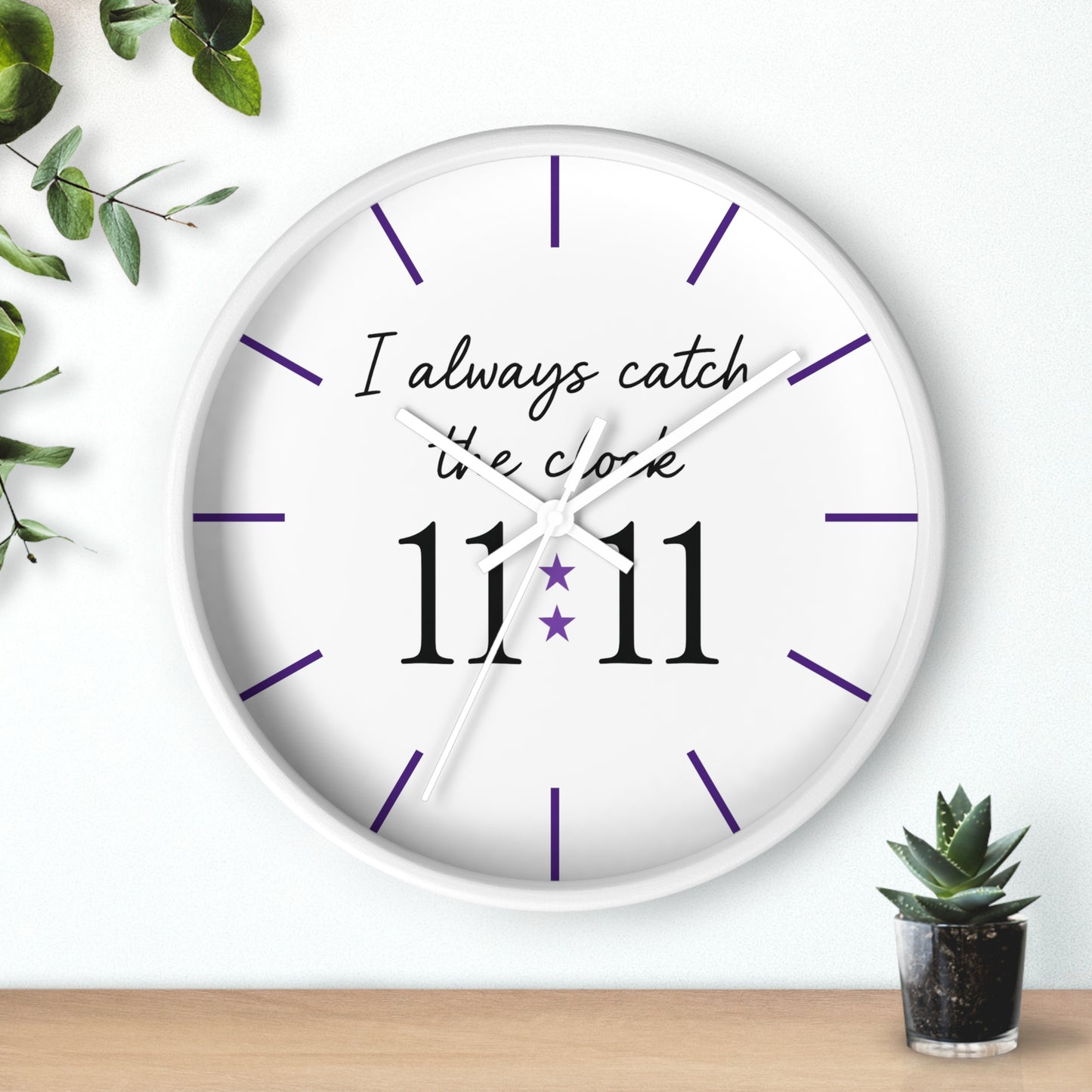 I Always Catch the Clock 11:11 Wall Clock - Home Decor Gift, Unique Timepiece, Meaningful Wall Art, 11:11 Clock, Inspirational Gift