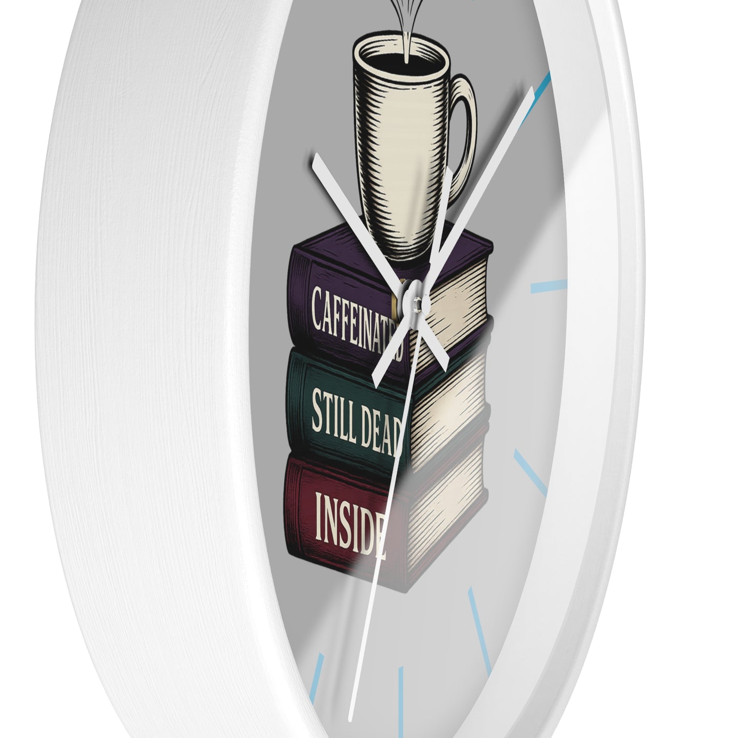 Coffee Lover Wall Clock, Unique Book Decor, Literary Gift for Readers, Caffeine Addict Home Decor, Perfect for Bookworms