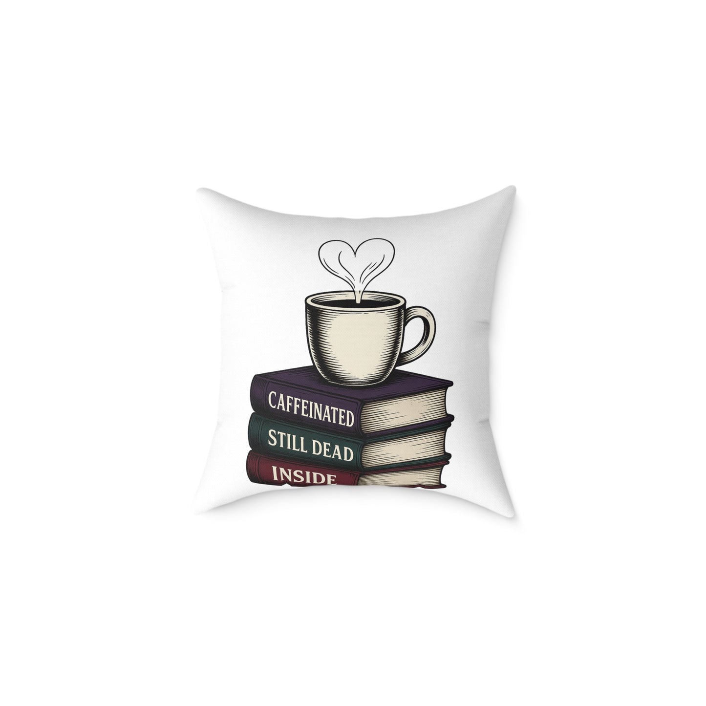 Books and coffee Square Poly Canvas Pillow