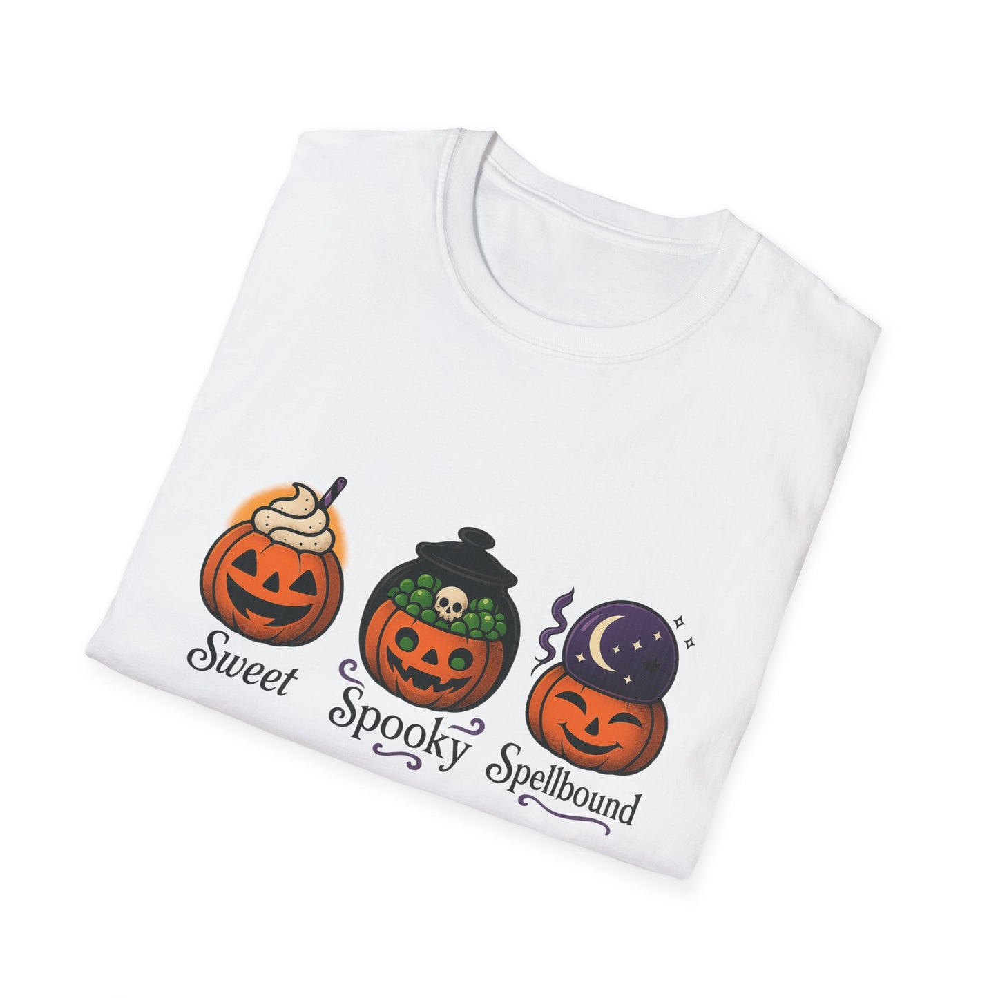 Halloween Themed T-Shirt, Sweet Spooky Spellbound Tee, Fall Fashion, Pumpkin Halloween Shirt, Casual Costume Top, Unisex Shirt