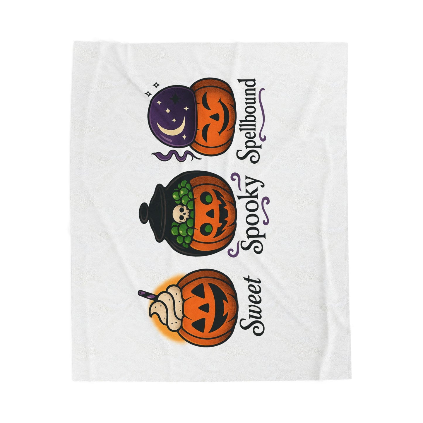 Halloween Velveteen Plush Blanket, Cozy Throw, Spooky Home Decor, Fall Gift, Pumpkin Design, Soft Blanket for Kids and Adults
