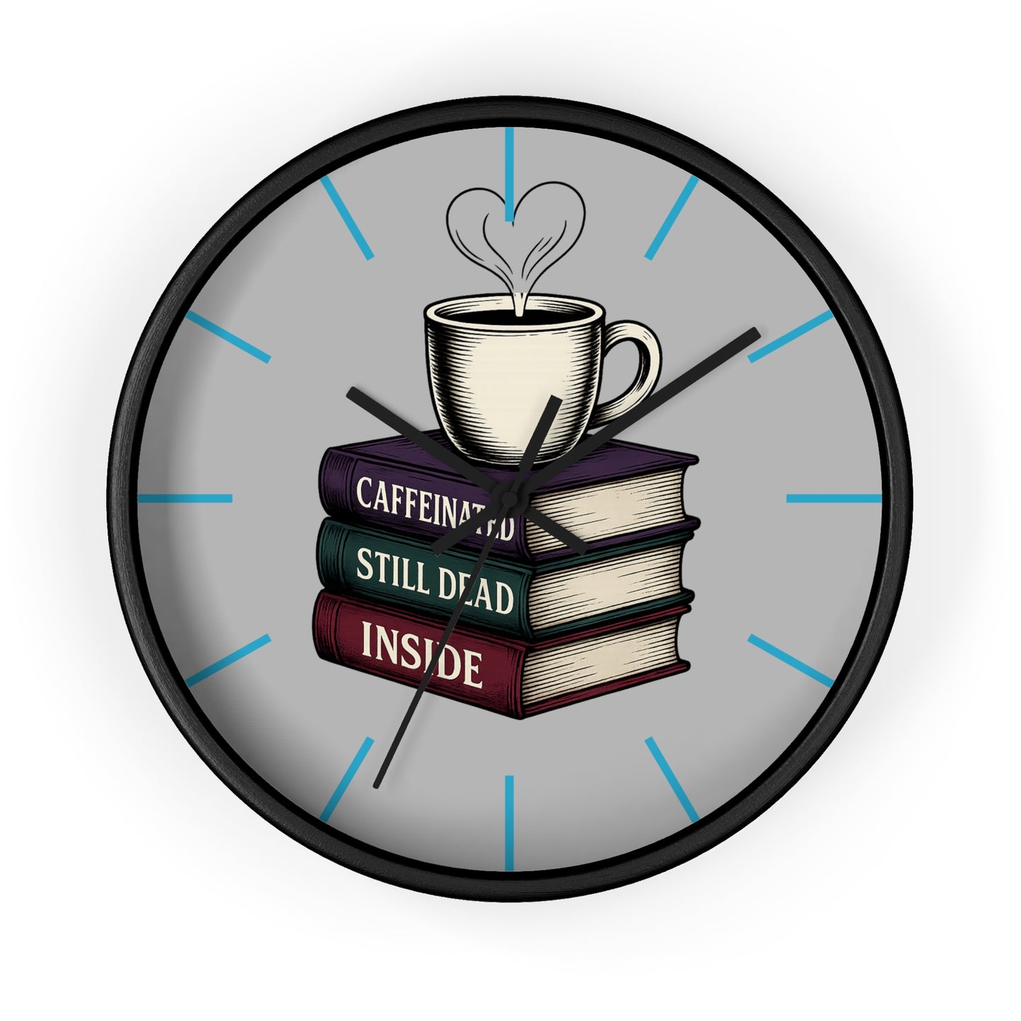 Coffee Lover Wall Clock, Unique Book Decor, Literary Gift for Readers, Caffeine Addict Home Decor, Perfect for Bookworms