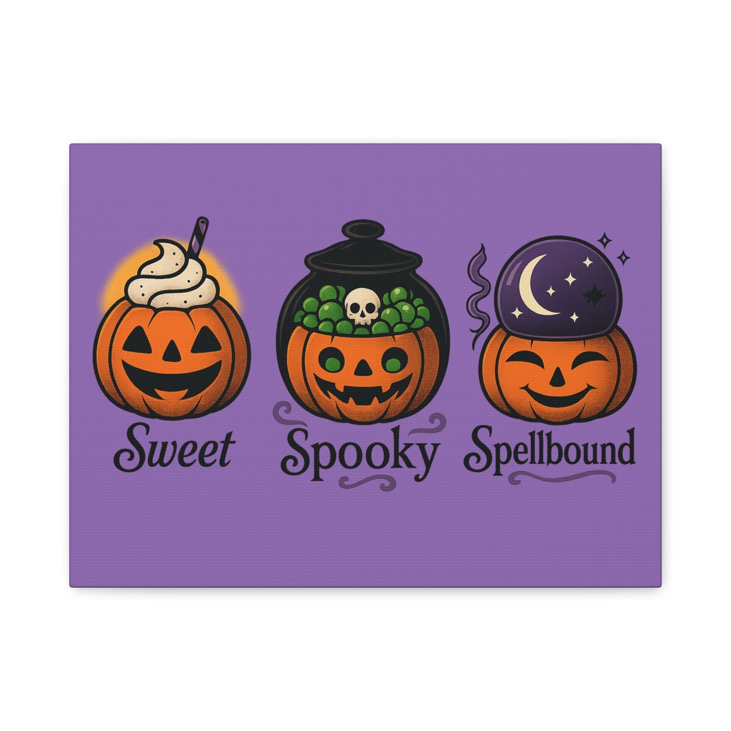 Halloween Canvas Art, Whimsical Pumpkin Decor, Spooky Home Wall Art, Fall Decorations, Halloween Themed Gift, Sweet Spooky Spellbound