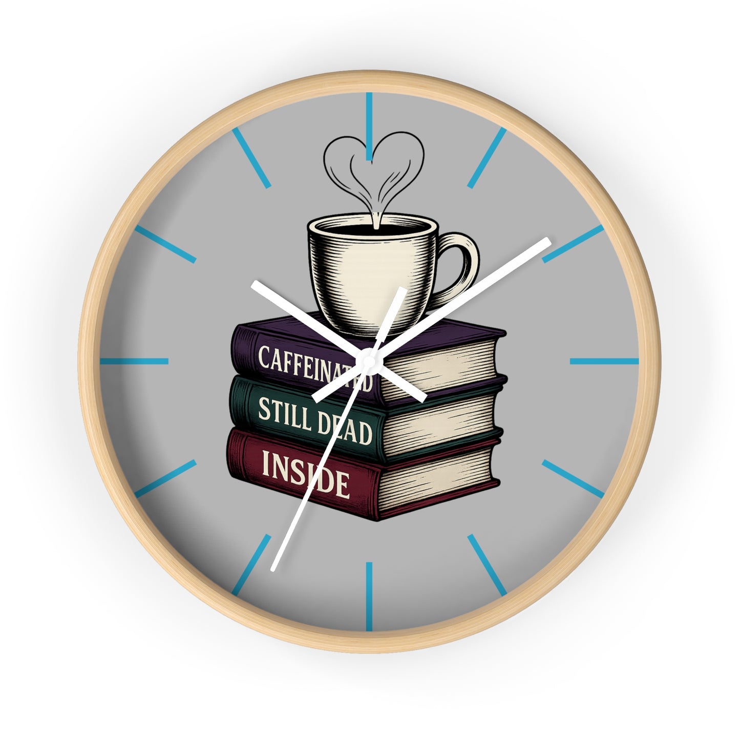 Coffee Lover Wall Clock, Unique Book Decor, Literary Gift for Readers, Caffeine Addict Home Decor, Perfect for Bookworms