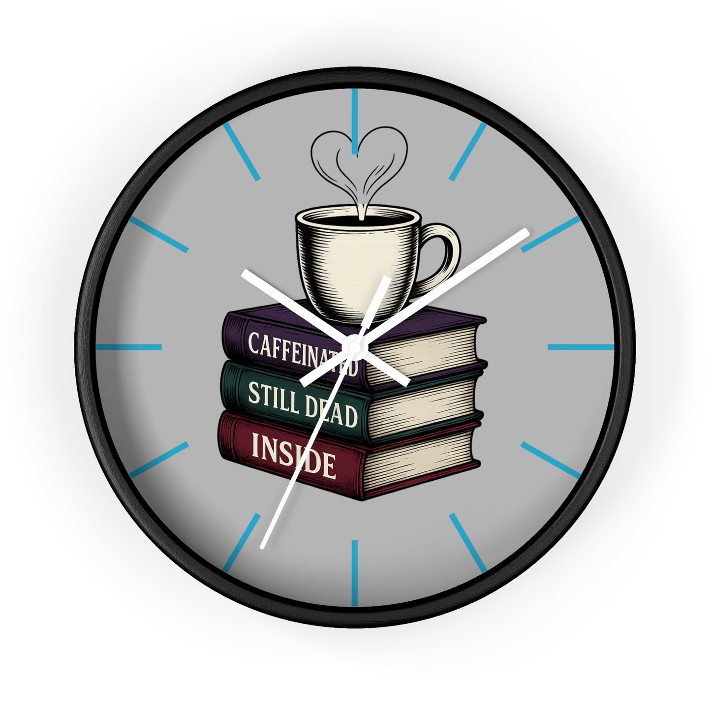 Coffee Lover Wall Clock, Unique Book Decor, Literary Gift for Readers, Caffeine Addict Home Decor, Perfect for Bookworms