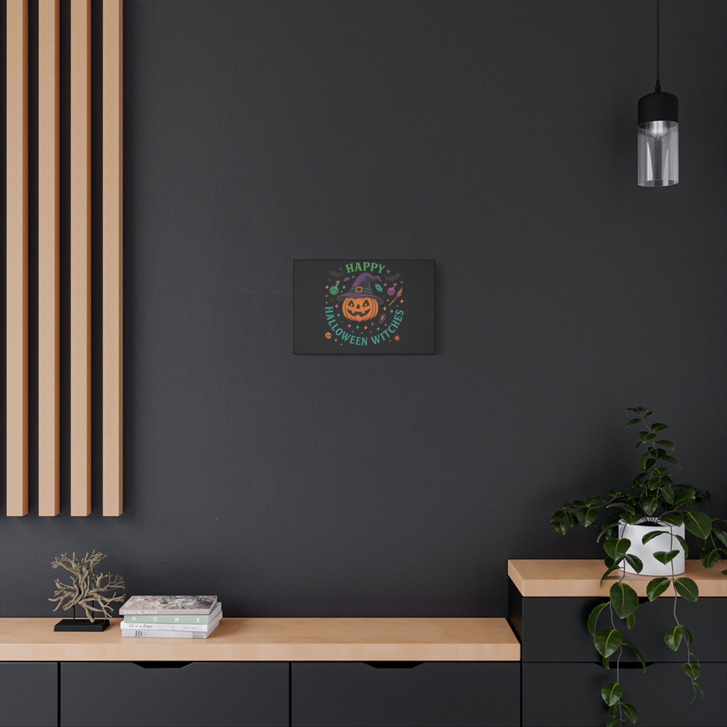Halloween Witches Canvas Art, Spooky Wall Decor, Pumpkin Print, Witch Decor, Halloween Home Decor, Witchy Art for Fall