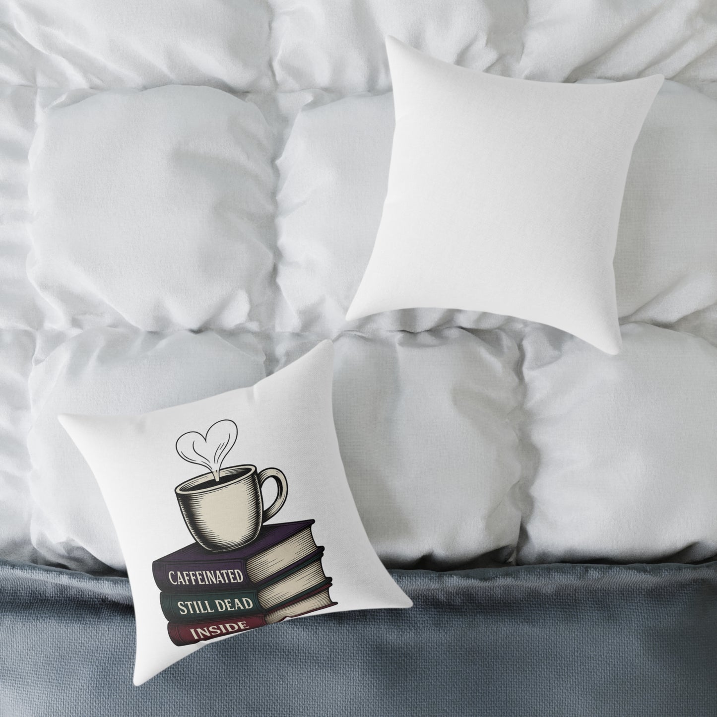 Books and coffee Square Poly Canvas Pillow