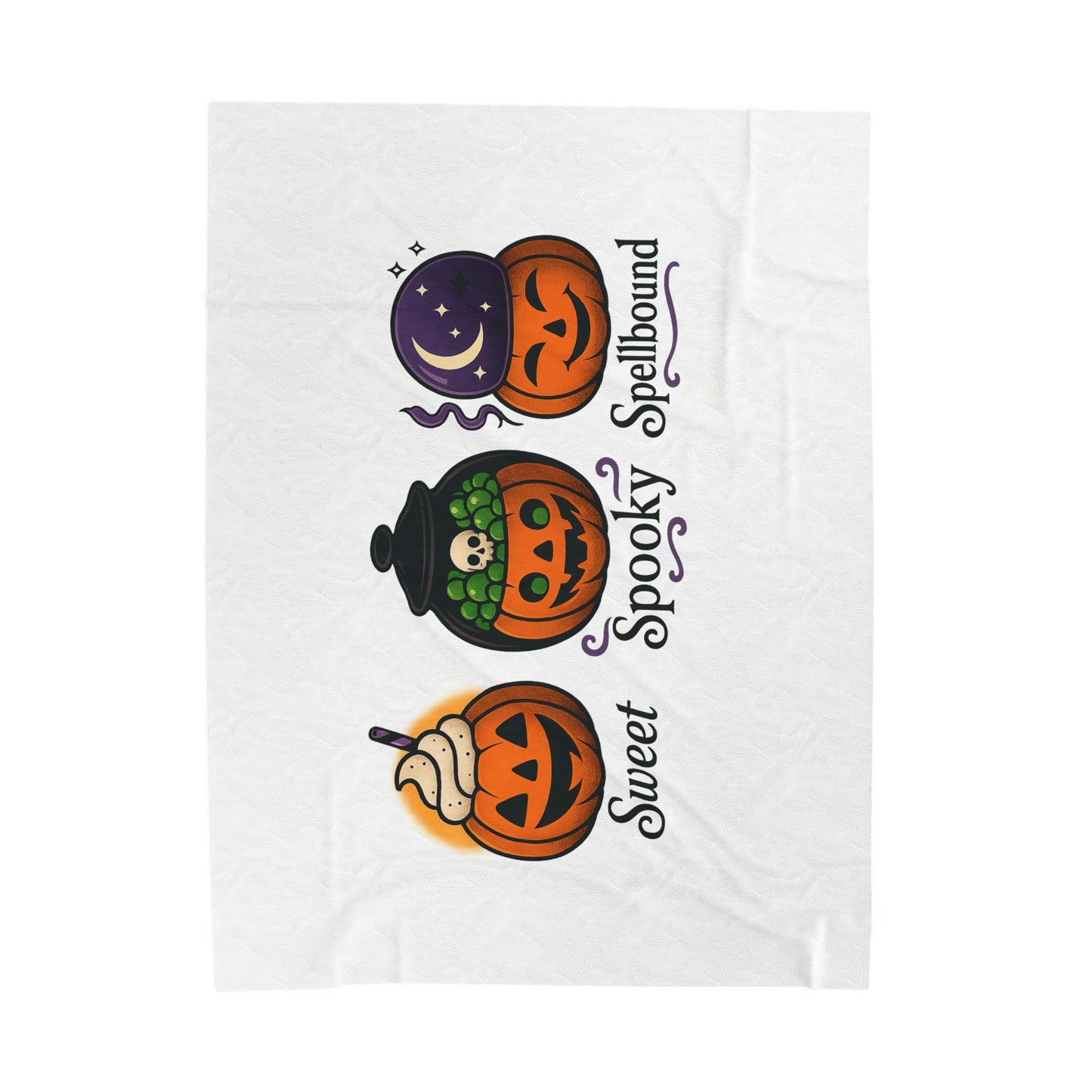 Halloween Velveteen Plush Blanket, Cozy Throw, Spooky Home Decor, Fall Gift, Pumpkin Design, Soft Blanket for Kids and Adults