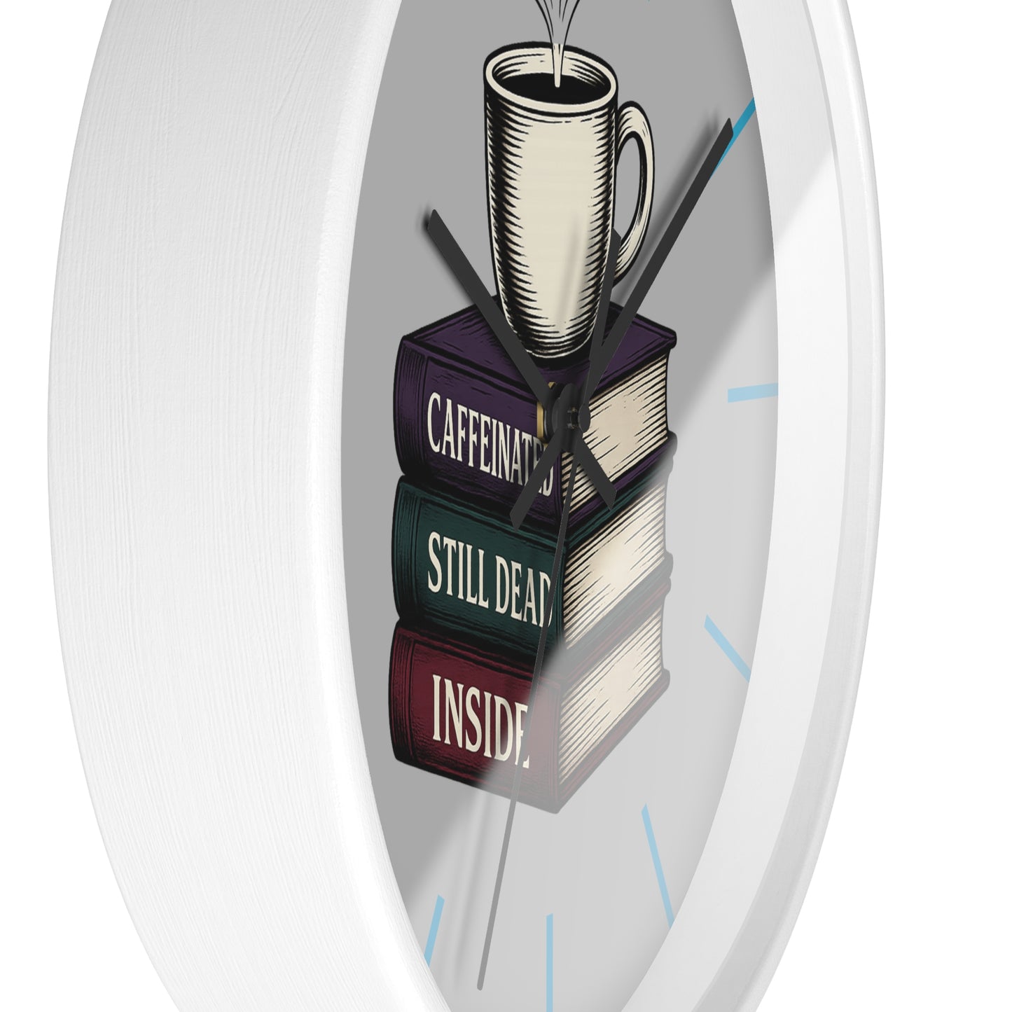 Coffee Lover Wall Clock, Unique Book Decor, Literary Gift for Readers, Caffeine Addict Home Decor, Perfect for Bookworms