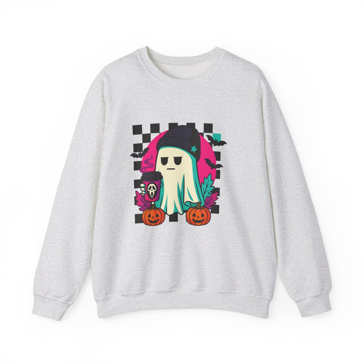 Halloween Ghost Crewneck Sweatshirt, Cozy Fall Layers, Unisex Halloween Apparel, Everyday Comfort, Ghostly Vibes, Seasonal Style