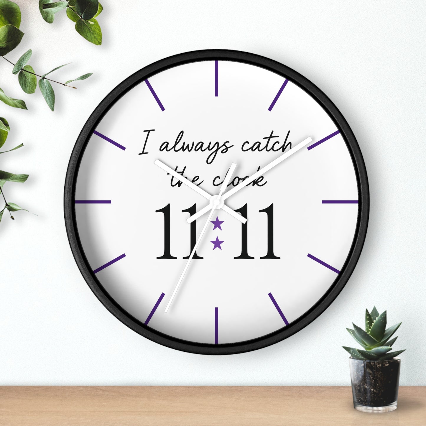 I Always Catch the Clock 11:11 Wall Clock - Home Decor Gift, Unique Timepiece, Meaningful Wall Art, 11:11 Clock, Inspirational Gift