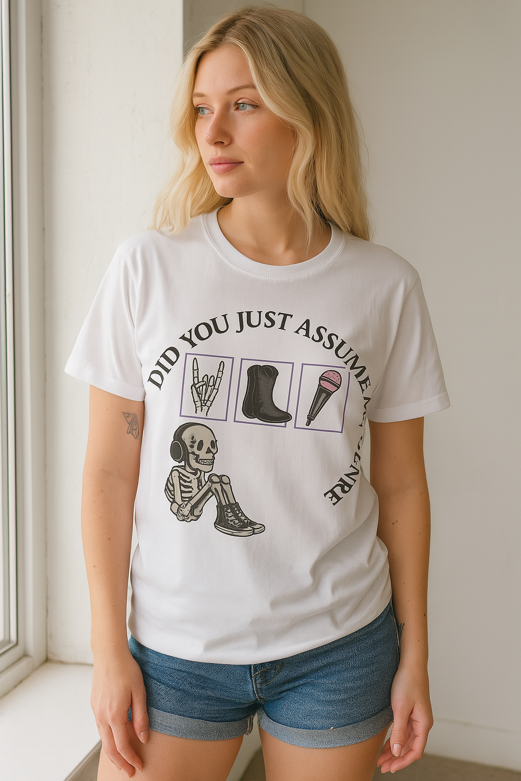 Funny Skeleton T-Shirt, Unisex Graphic Tee, Casual Outfit, Gift for Music Lovers, Halloween Apparel, Aesthetic Top