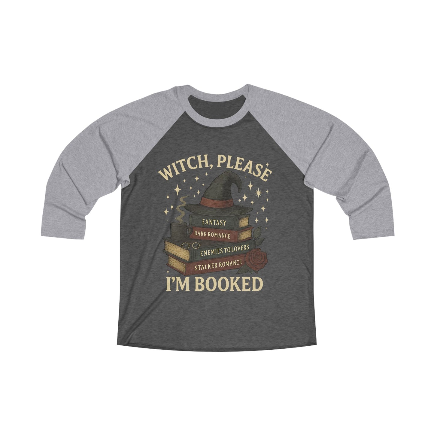 Witchy Reading Raglan Tee, Cozy Unisex Shirt for Book Lovers, Fun Gift for Halloween, Literary Tee for Readers, Casual Fall Fashion