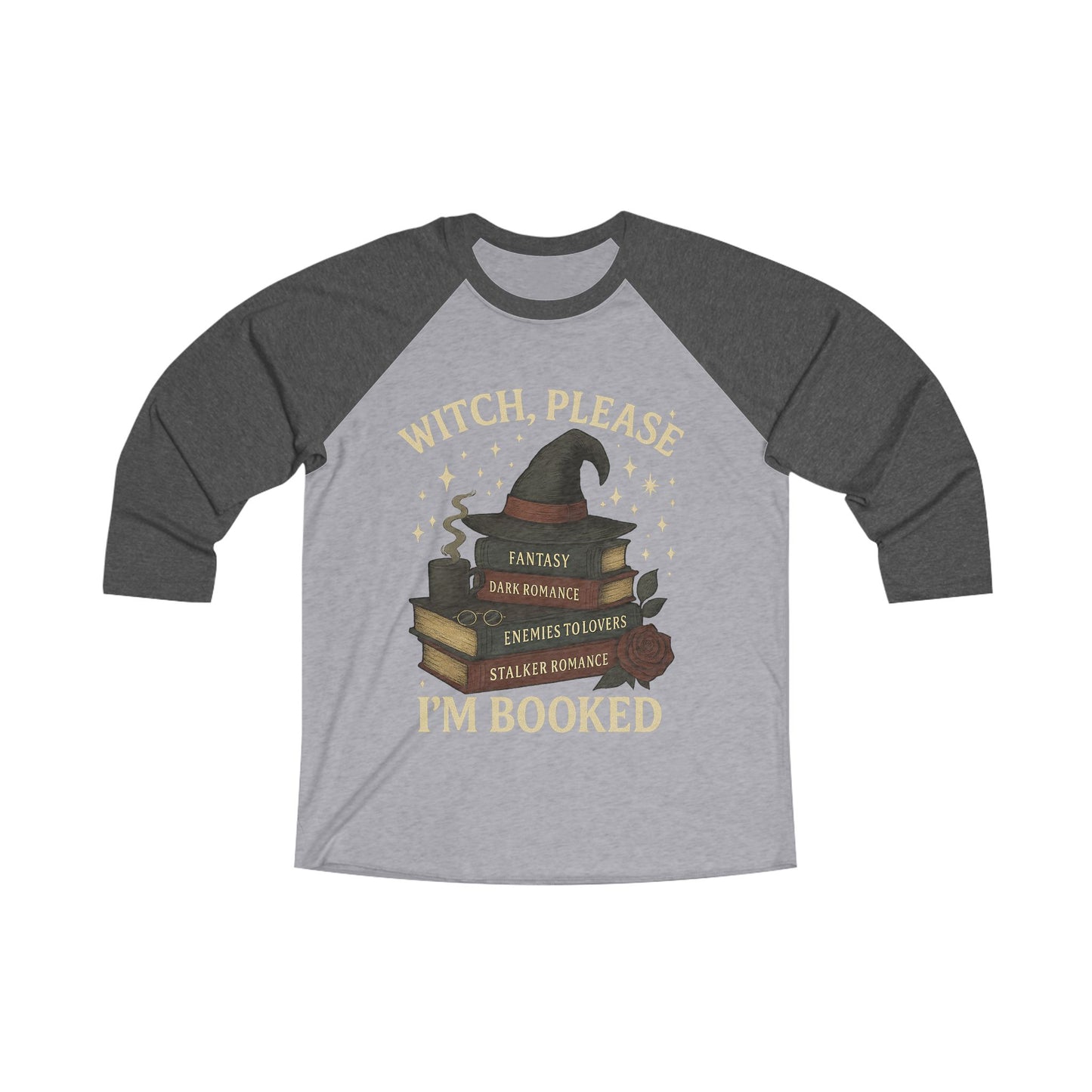 Witchy Reading Raglan Tee, Cozy Unisex Shirt for Book Lovers, Fun Gift for Halloween, Literary Tee for Readers, Casual Fall Fashion