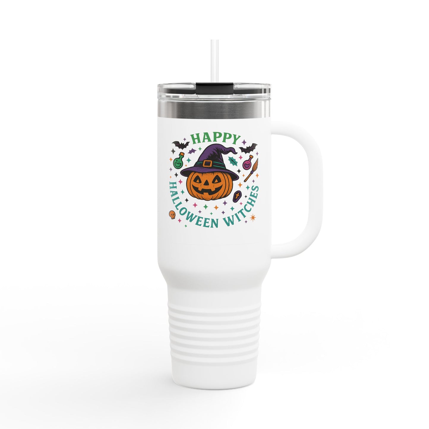 Halloween Insulated Travel Mug, 40oz | Fun Fall Drinkware, Witchy Gift, Spooky Vibes, Pumpkin Design, October Celebration
