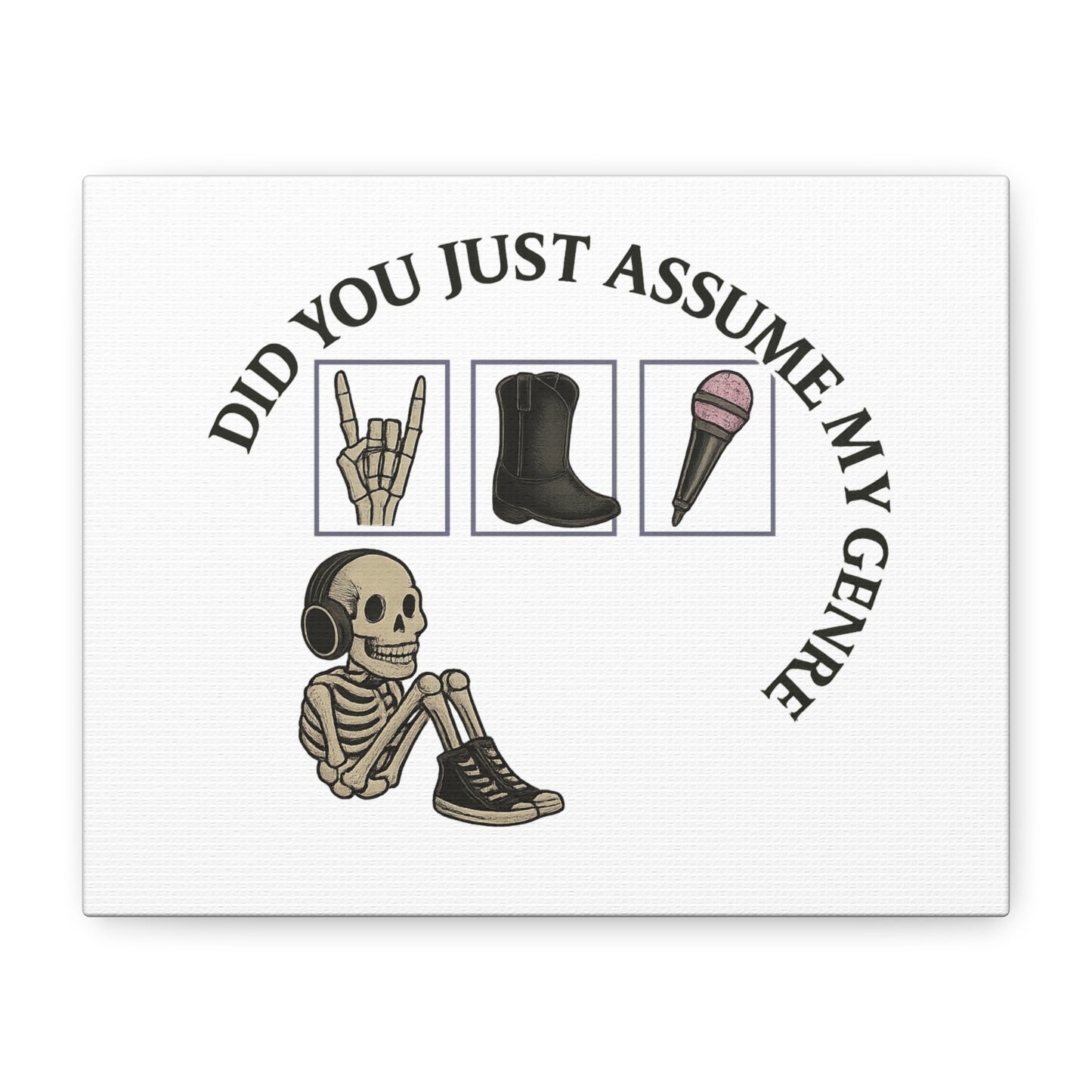 Skeleton Genre Canvas Art, Rock & Roll Decor, Music Lover Wall Art, Skeleton Print, Unique Gift for Music Fans