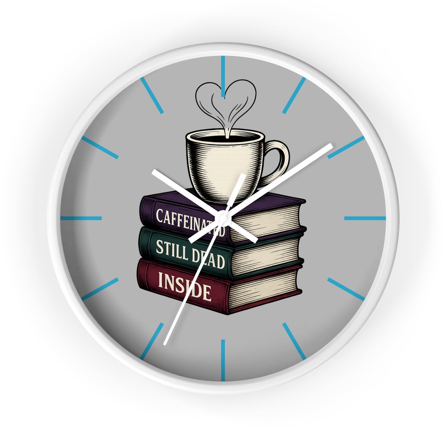 Coffee Lover Wall Clock, Unique Book Decor, Literary Gift for Readers, Caffeine Addict Home Decor, Perfect for Bookworms