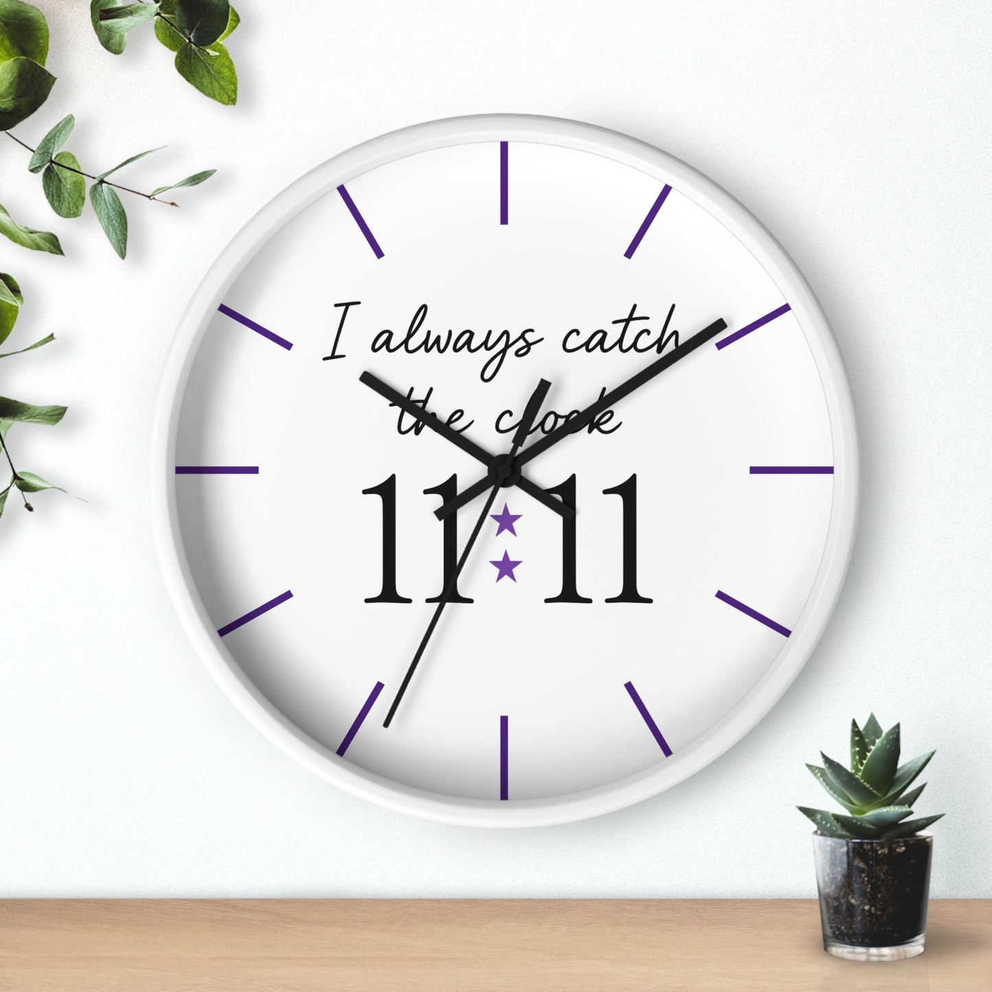 I Always Catch the Clock 11:11 Wall Clock - Home Decor Gift, Unique Timepiece, Meaningful Wall Art, 11:11 Clock, Inspirational Gift