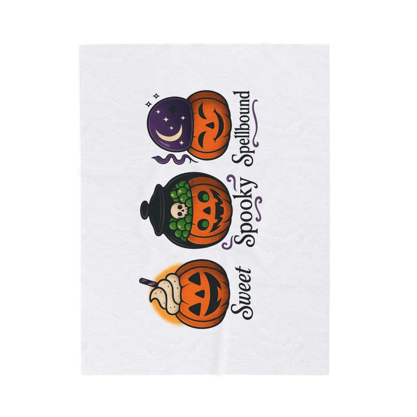 Halloween Velveteen Plush Blanket, Cozy Throw, Spooky Home Decor, Fall Gift, Pumpkin Design, Soft Blanket for Kids and Adults