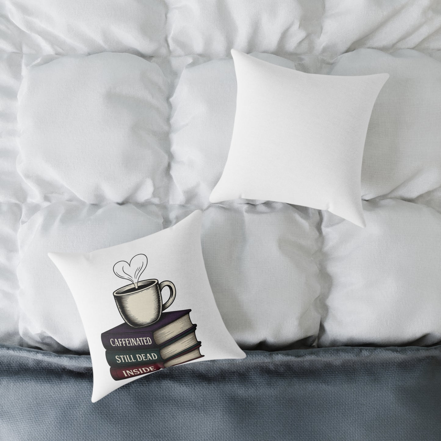 Books and coffee Square Poly Canvas Pillow