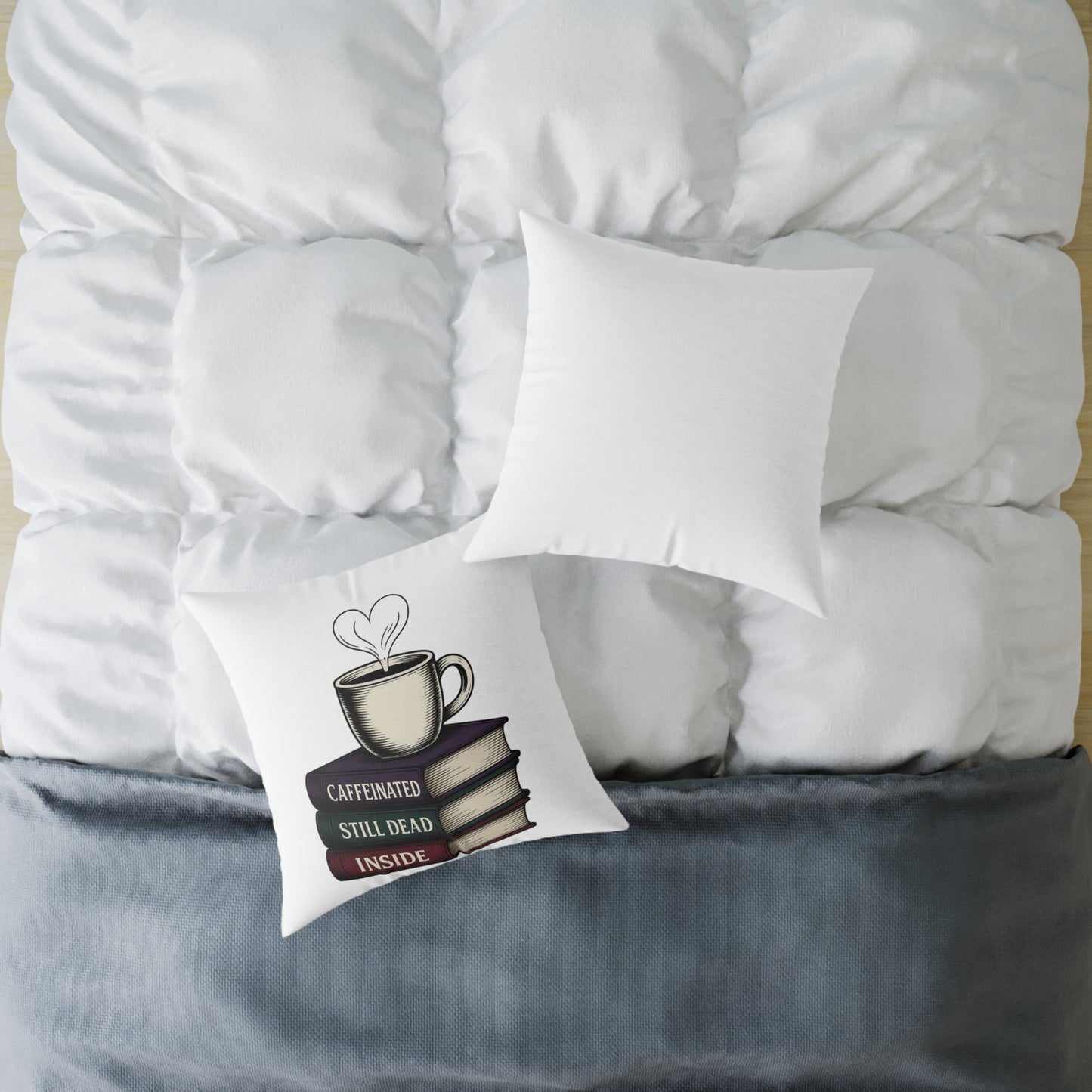 Books and coffee Square Poly Canvas Pillow