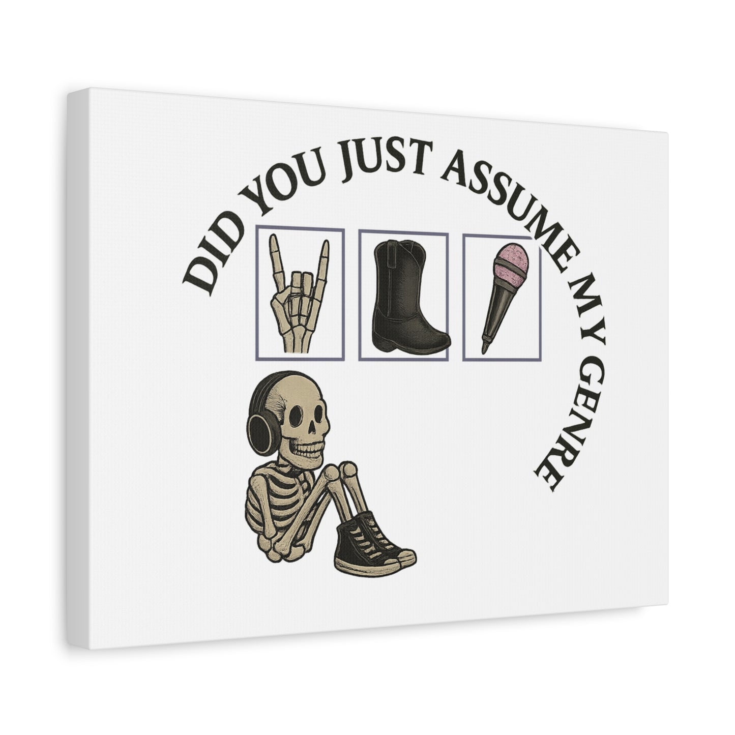 Skeleton Genre Canvas Art, Rock & Roll Decor, Music Lover Wall Art, Skeleton Print, Unique Gift for Music Fans