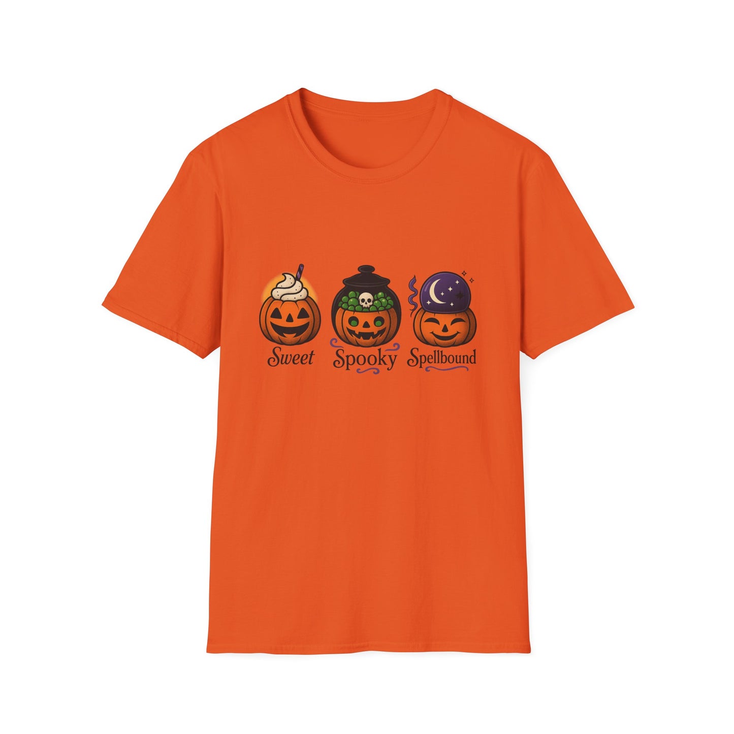Halloween Themed T-Shirt, Sweet Spooky Spellbound Tee, Fall Fashion, Pumpkin Halloween Shirt, Casual Costume Top, Unisex Shirt