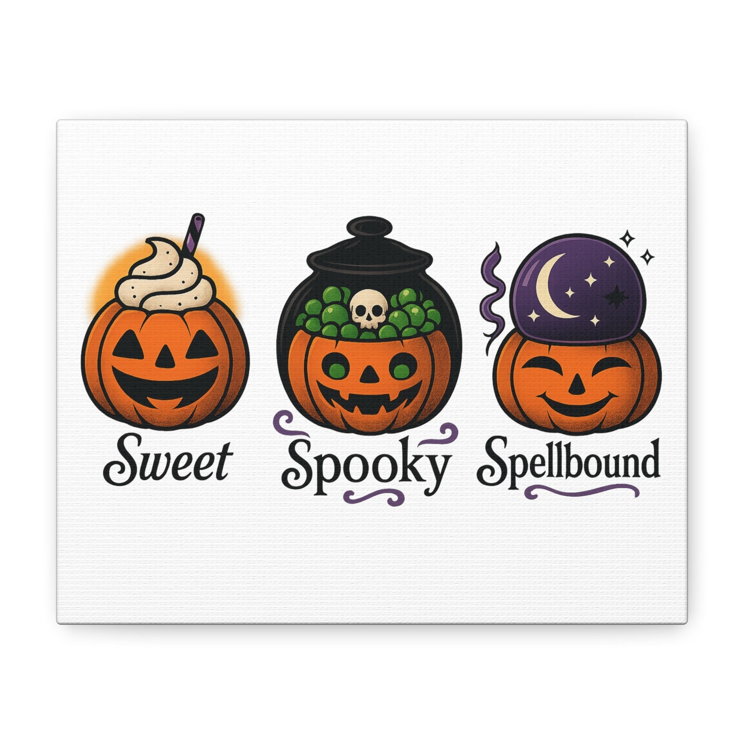 Halloween Themed Canvas Art, Pumpkin Wall Decor, Spooky Home Decoration, Sweet Spooky Spellbound Art Piece, Fall Decor