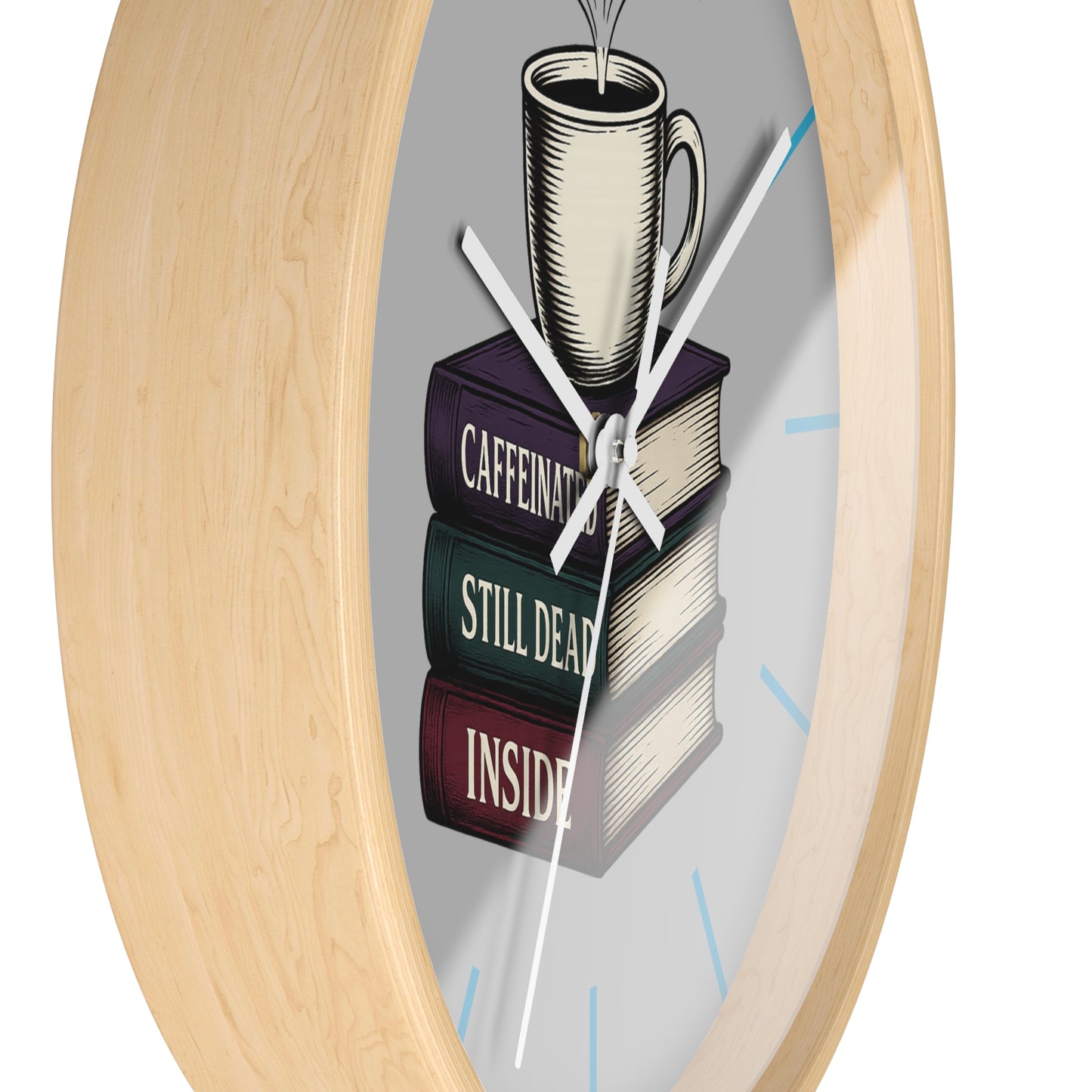 Coffee Lover Wall Clock, Unique Book Decor, Literary Gift for Readers, Caffeine Addict Home Decor, Perfect for Bookworms