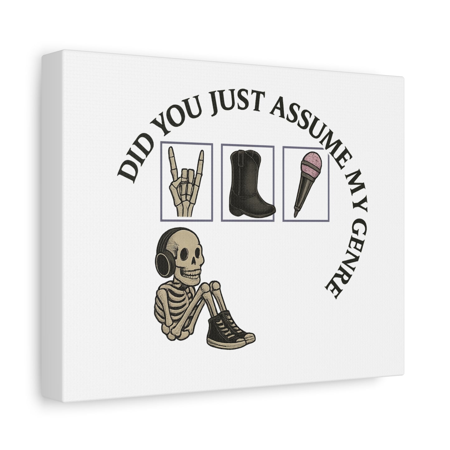 Skeleton Genre Canvas Art, Rock & Roll Decor, Music Lover Wall Art, Skeleton Print, Unique Gift for Music Fans