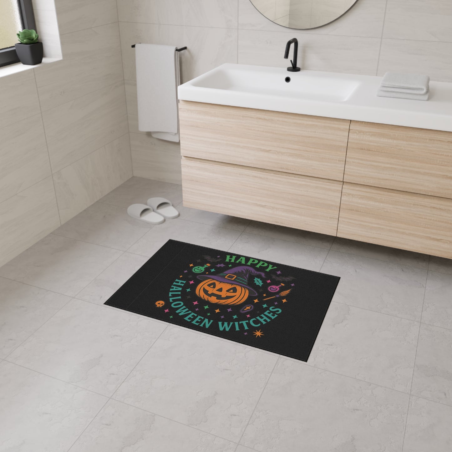 Halloween Floor Mat, Happy Halloween Witches Rug, Spooky Decor, Witchy Home Welcome Mat, Fall Harvest Entrance Mat, Autumn Festival