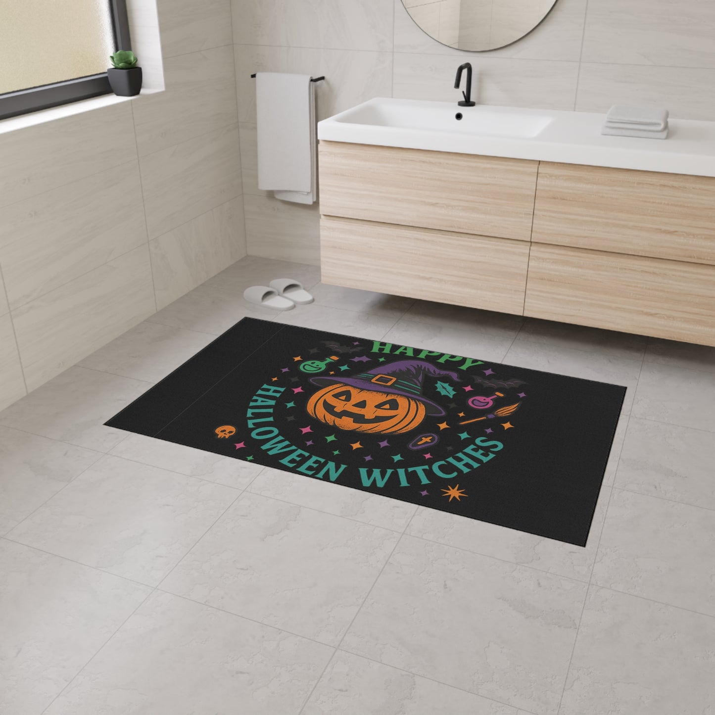Halloween Floor Mat, Happy Halloween Witches Rug, Spooky Decor, Witchy Home Welcome Mat, Fall Harvest Entrance Mat, Autumn Festival