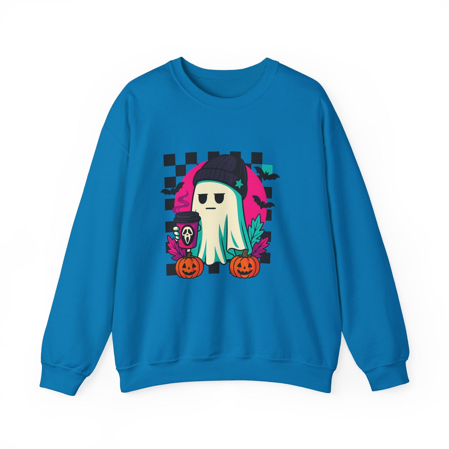Halloween Ghost Crewneck Sweatshirt, Cozy Fall Layers, Unisex Halloween Apparel, Everyday Comfort, Ghostly Vibes, Seasonal Style