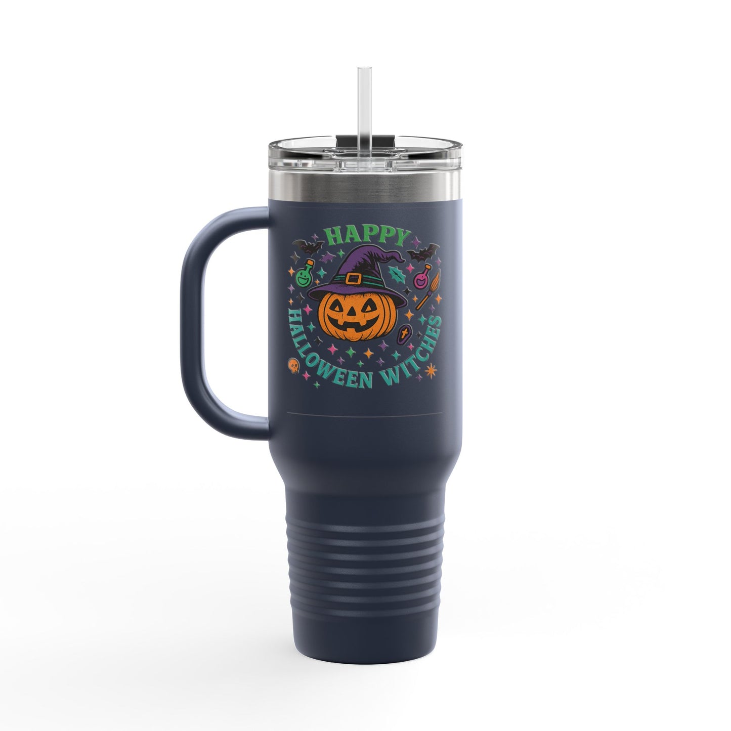 Halloween Insulated Travel Mug, 40oz | Fun Fall Drinkware, Witchy Gift, Spooky Vibes, Pumpkin Design, October Celebration