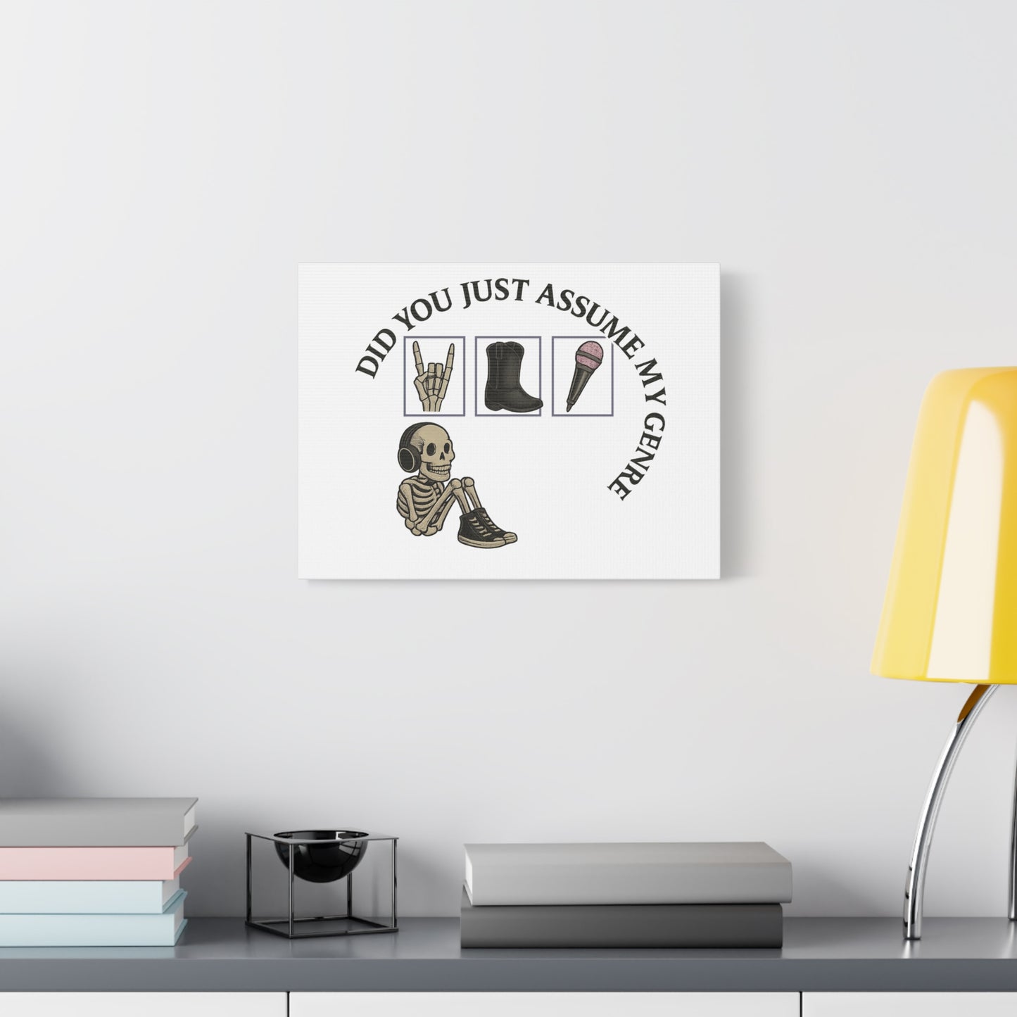 Skeleton Genre Canvas Art, Rock & Roll Decor, Music Lover Wall Art, Skeleton Print, Unique Gift for Music Fans